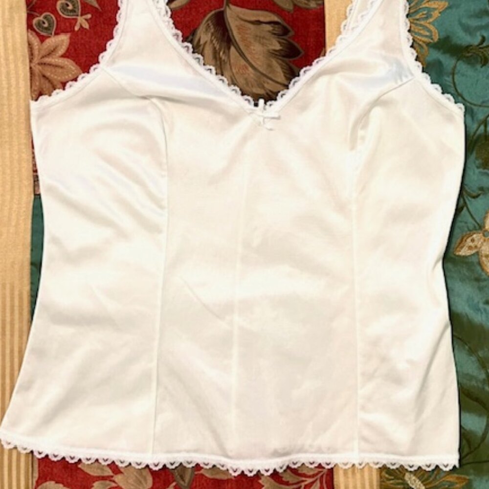 Adonna White Camisole with Lace Edging